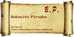Bukovits Piroska névjegykártya